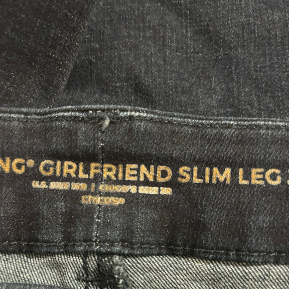 Chico’s So Slimming Girlfriend Slim Leg Dark Wash Mid High Waist Jeans 3 16R - Picture 3 of 11
